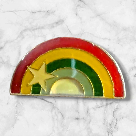 Jewelry - Rainbow With Star Vintage Enamel Cloisonné Hat Lapel Pin
